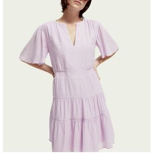 NWT- SCOTCH & SODA Lavender Midi- length paneled gathered dress